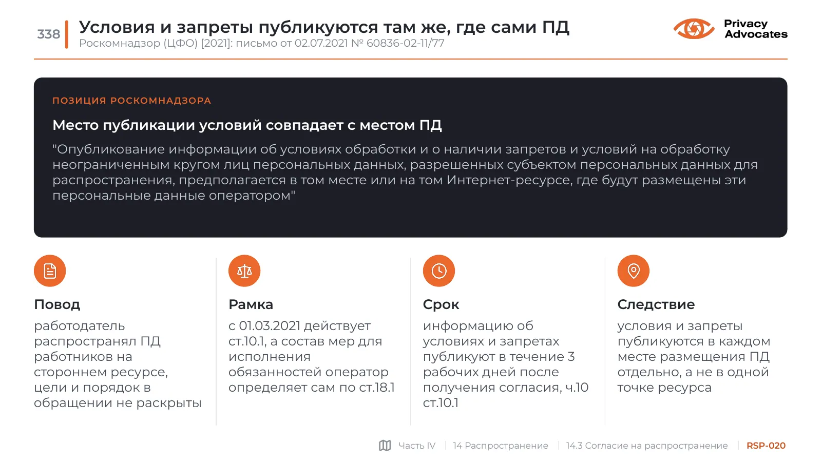 Слайд RSP-020: Условия и запреты публикуются там же, где сами ПД