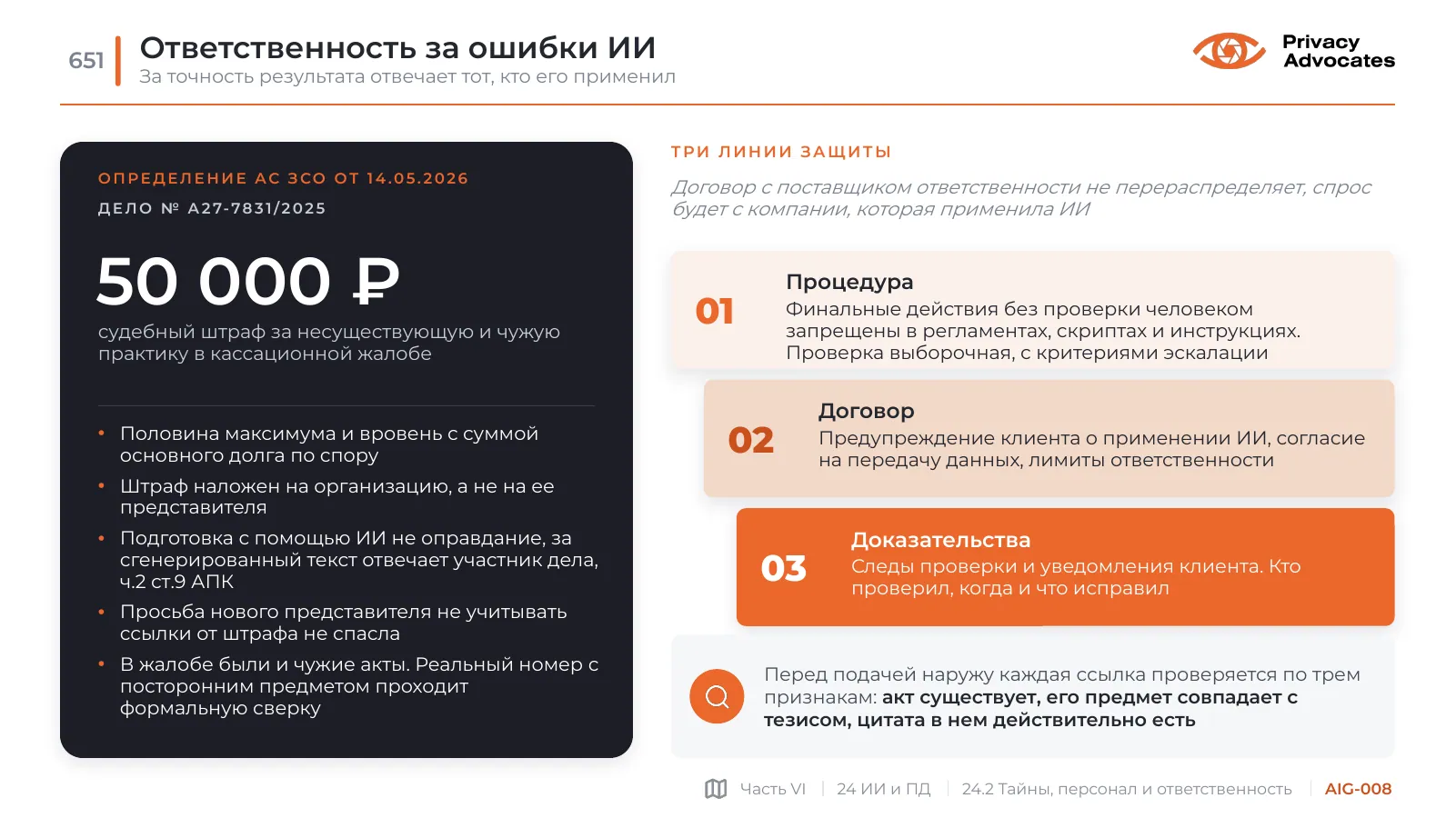 Слайд AIG-008: Ответственность за ошибки ИИ