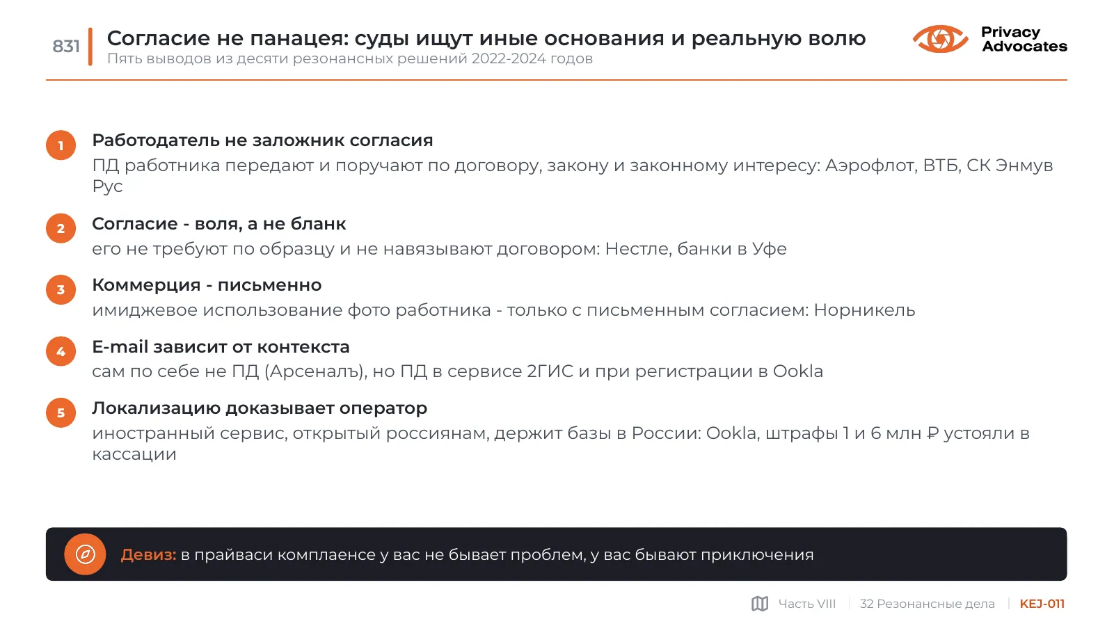Слайд KEJ-011: Согласие не панацея: суды ищут иные основания и реальную волю