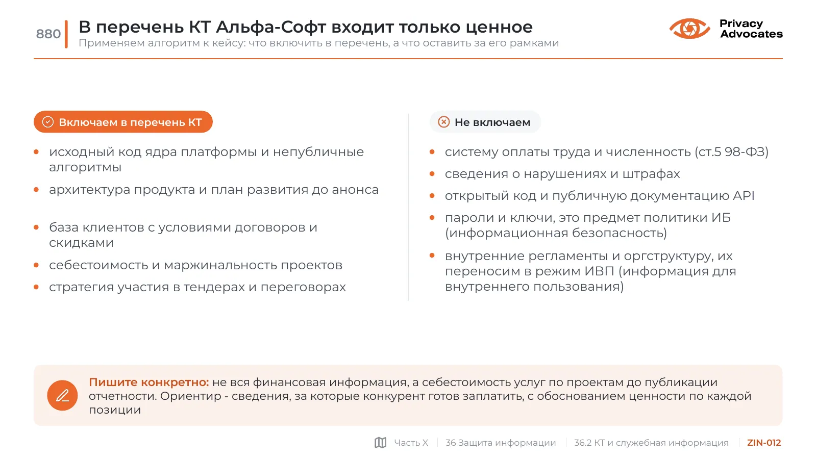 Слайд ZIN-012: В перечень КТ Альфа-Софт входит только ценное